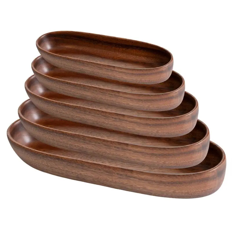 Elegante Bol en Forma de Barco de Madera de Nogal | Fuente Perfecta