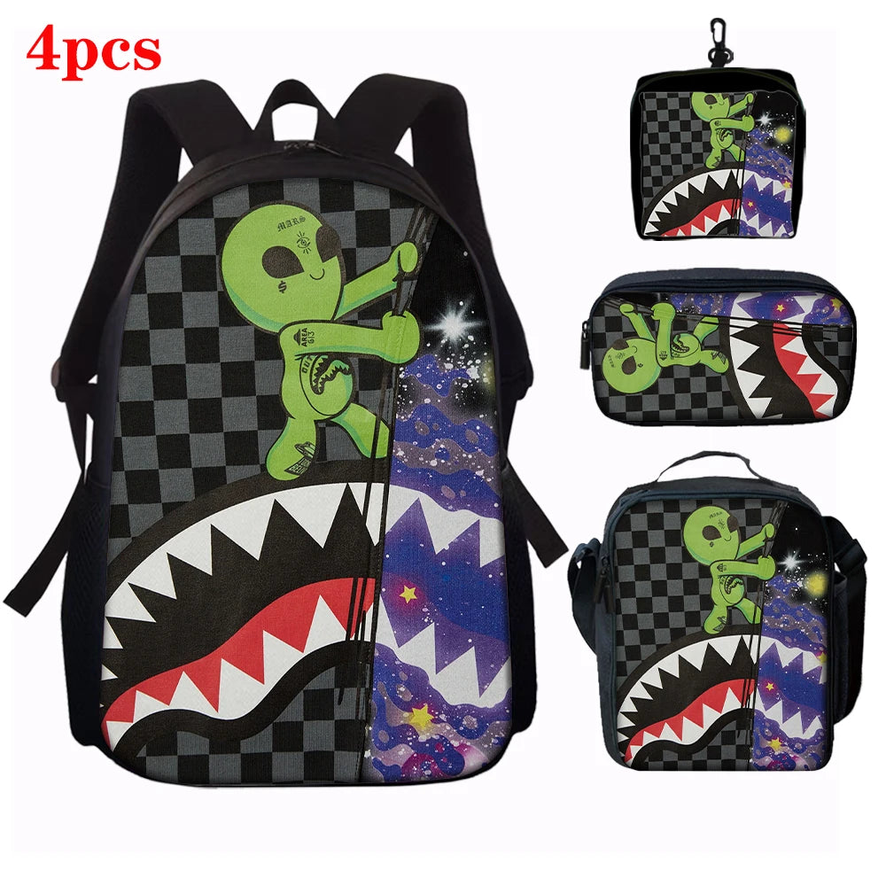 Trendy Shark Graphic Backpack Set | Ideal for School & Adventures