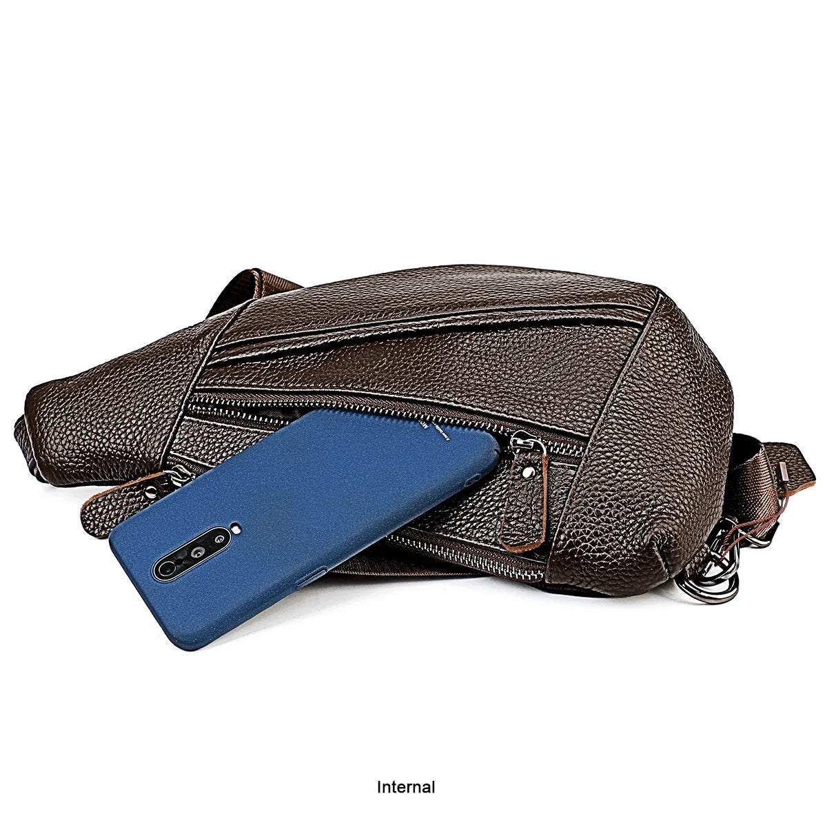 Men's Genuine Leather Chest Bag | Casual Triangle Crossbody Sling
