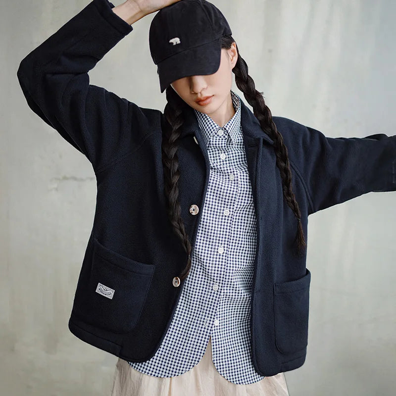 Women's Fleece Lapel Jacket | Stylish Warm Casual Outerwear