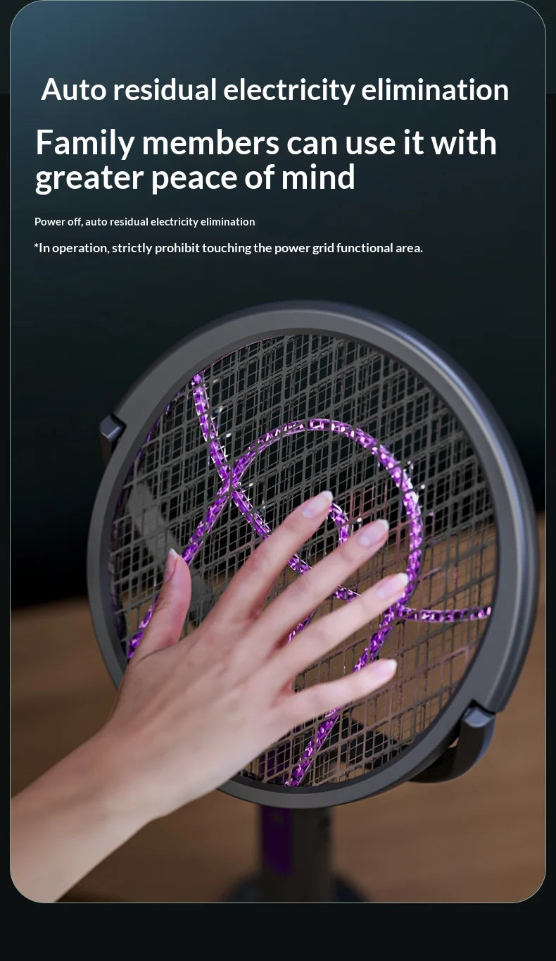 Rotating Head Bug Zapper Racket | Rechargeable Electric Fly Swatter