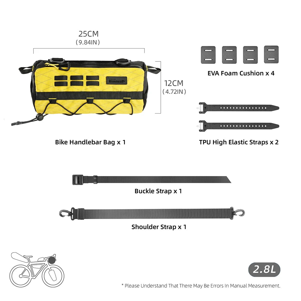 Durable Bike Handlebar Bag | 2.8L Wear-Resistant Bicycle Bag