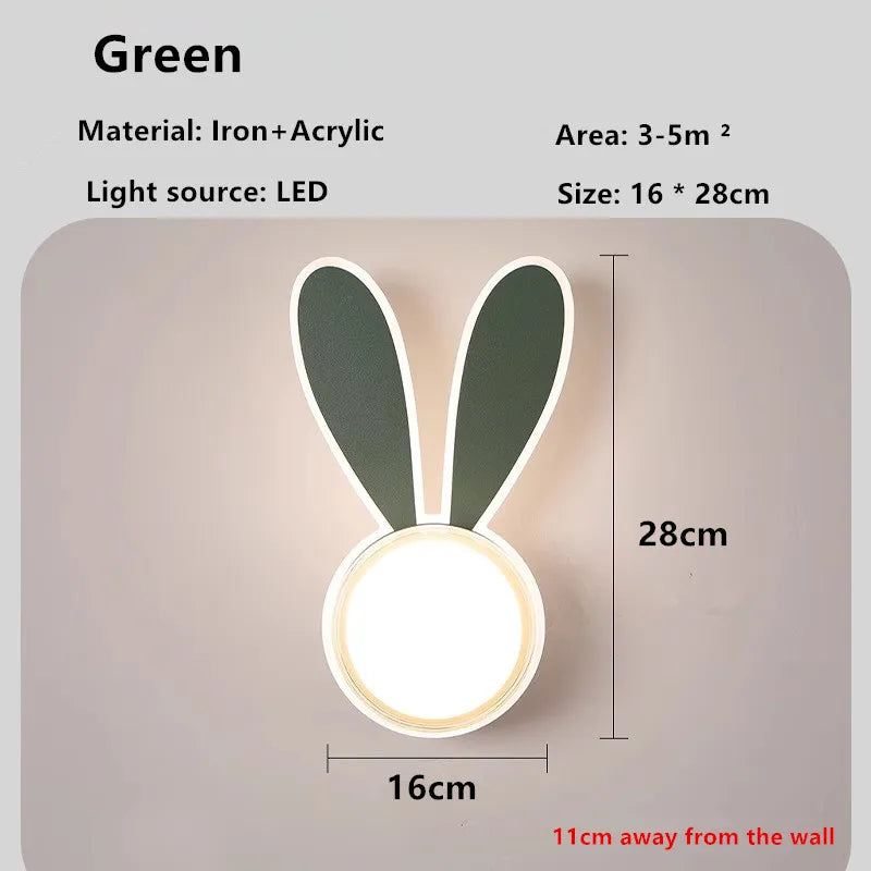 Linda lámpara de pared LED infantil | Moderna luz de dormitorio con dibujos animados
