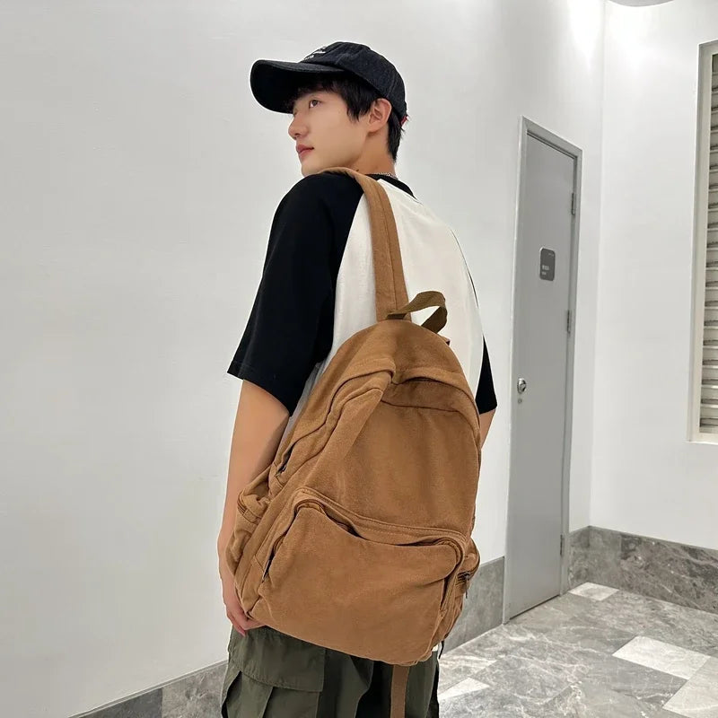Vintage Washed Canvas Backpack | Stylish School & Travel Bag