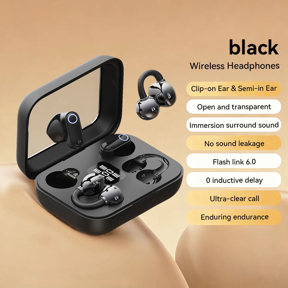 Wireless Earphones Open In-ear Type HIFI Bass 2in1 Bluetooth Headset High-definition Electric Quantity Digital Display Earplugs