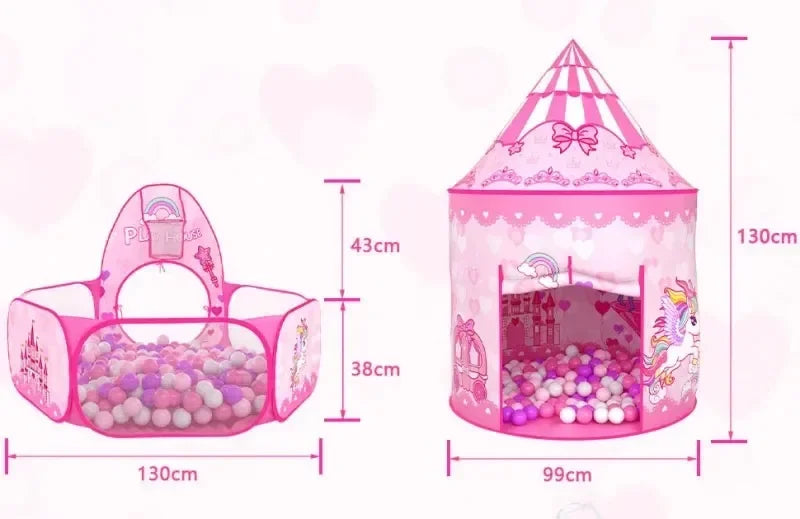 3 in 1 Kids Tent House with Tunnel & Ball Pool | Portable Play Toy