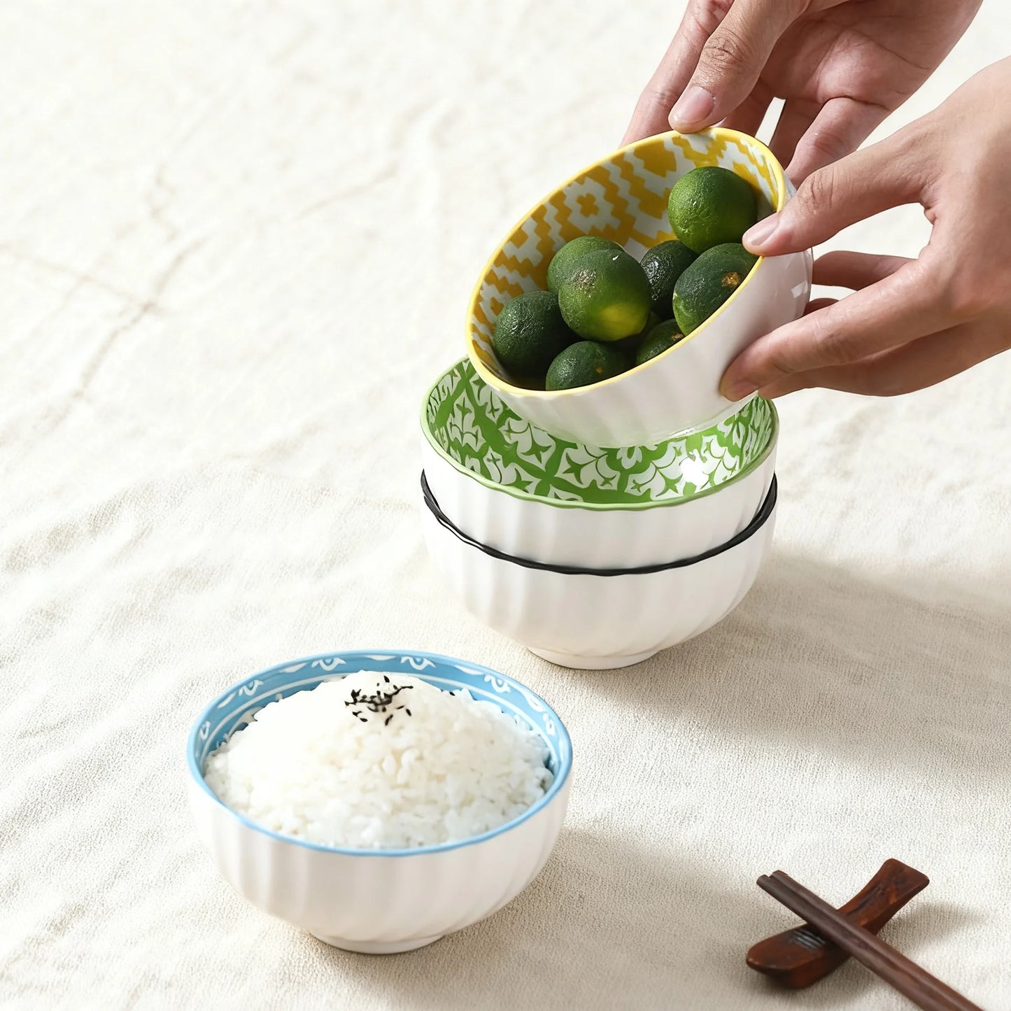 6-Piece Ceramic Bowls Set | Perfect for Pasta, Salad & More