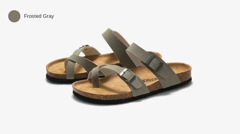 Men's Non-Slip Slippers with Cork Metal Buckle | Waterproof Outdoor Wear