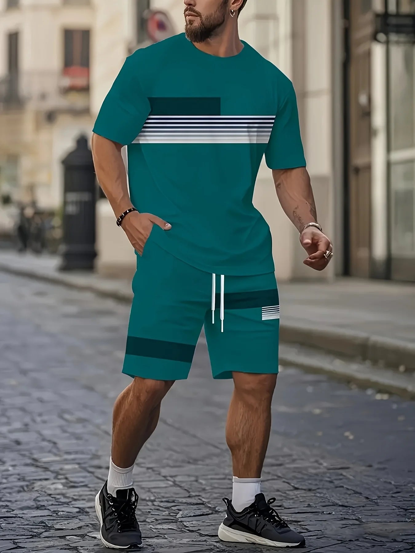 Men's Short-Sleeved Suit | Casual 3D Printed Summer Streetwear