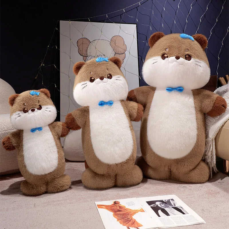 Cute Otter Plush Pillow with Bow – Soft Stuffed Sea Animal Hug Cushion Toy for Kids & Girls, Birthday and Christmas Gift (60cm / 80cm)
