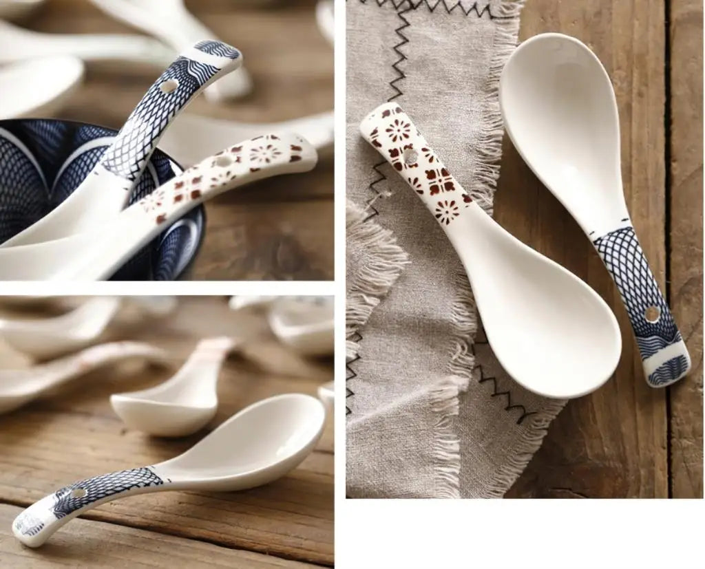 Ceramic Multi-Function Spoon | Japanese Style Tableware for Kitchen