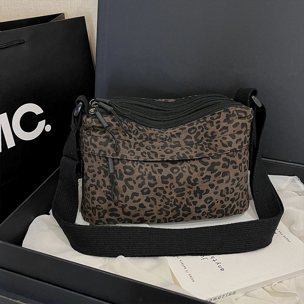 Large Capacity Leopard Print Commuter Bag | Stylish Crossbody
