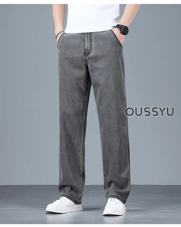 Men's Loose Straight Jeans | Lightweight Casual Pants for Summer