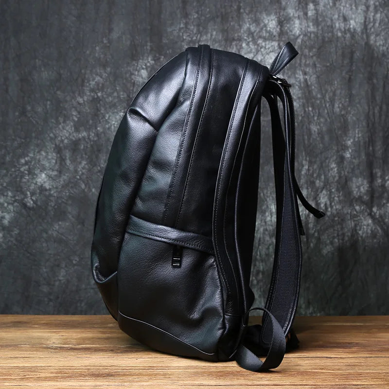 Mochila de piel auténtica de gran capacidad para hombre | Perfecta para viajes y negocios