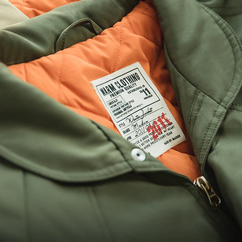 Men's Vintage Pilot Jacket | Thick Warm Cotton Bomber for Winter
