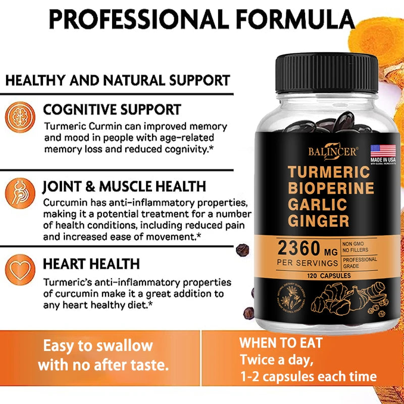 4-in-1 Turmeric Ginger Supplement for Joint & Immune Support