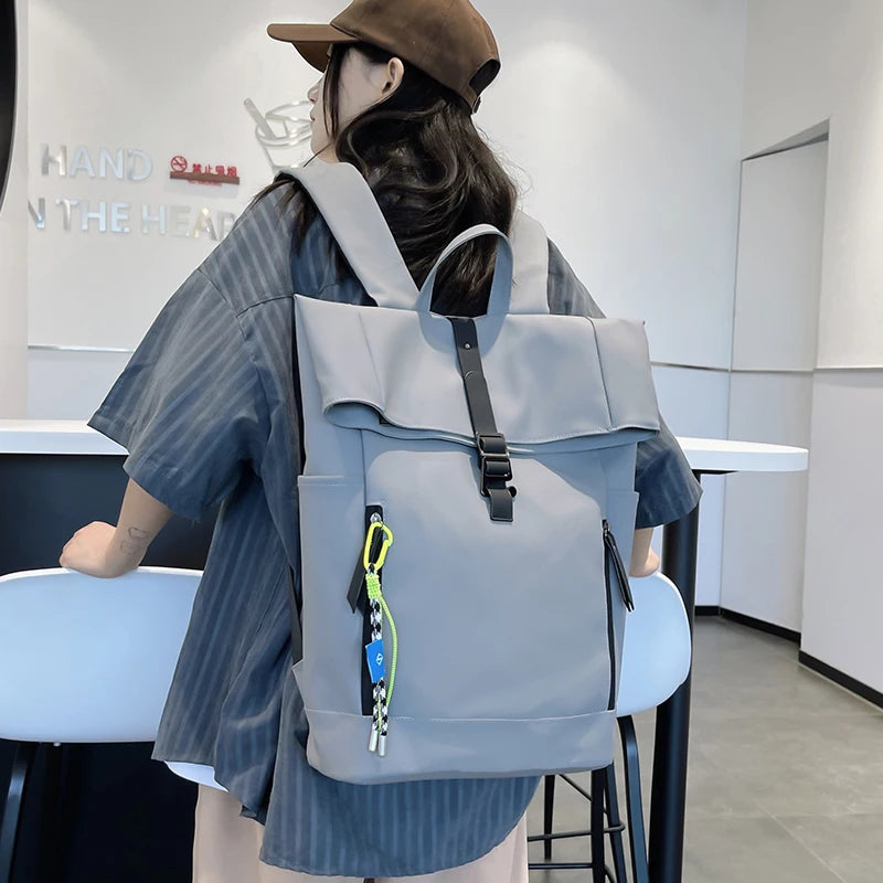 Women's Large Nylon Roll Top Backpack | Versatile Travel Companion