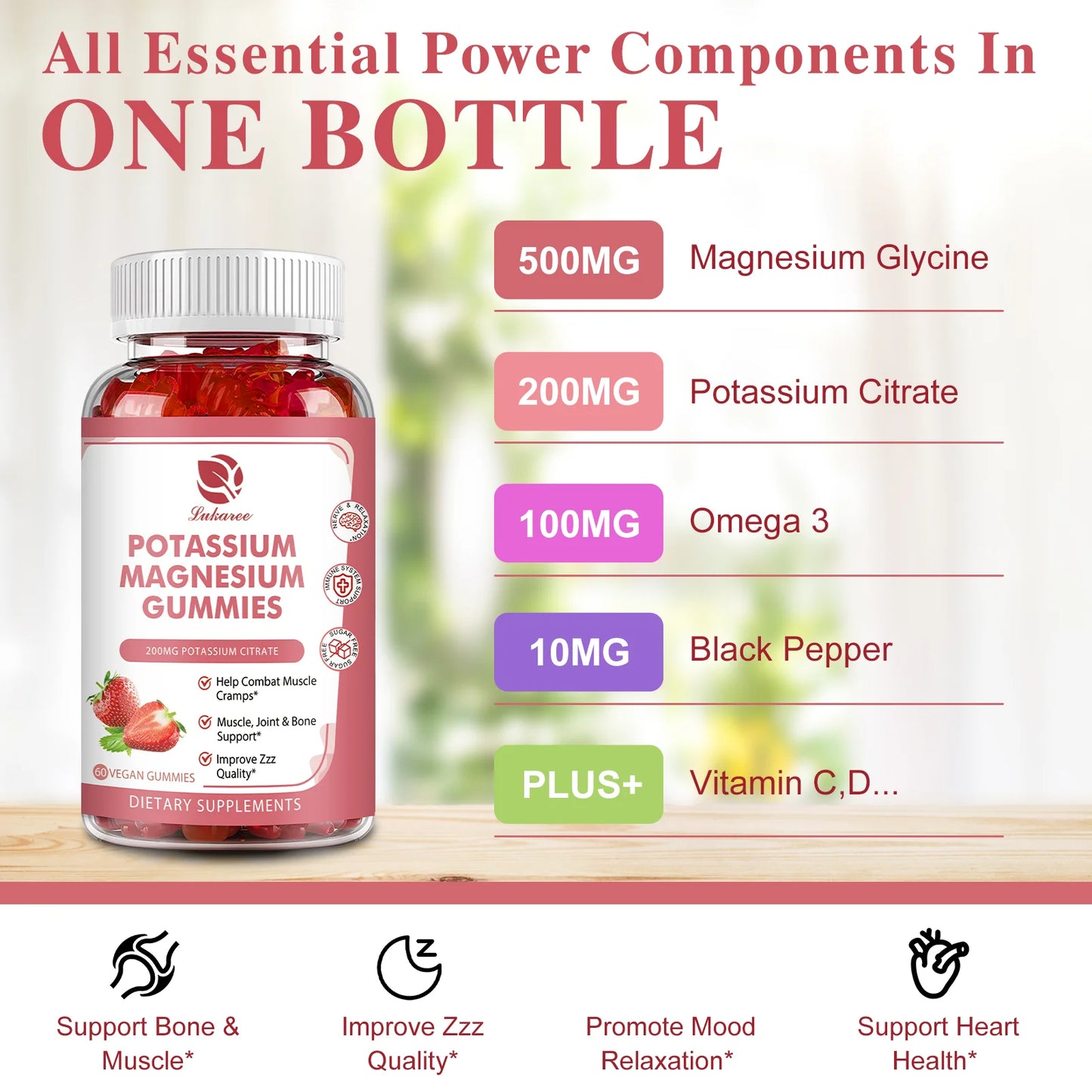 Potassium Magnesium Gummies for Better Sleep & Mood Support