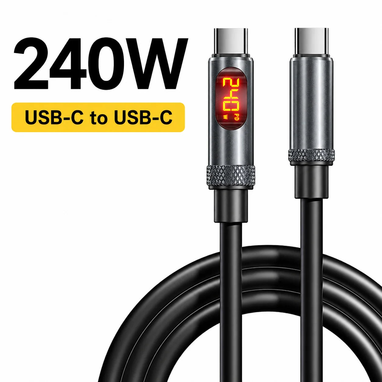 USB C Fast Charging Cable with LED Display | 100W & 240W