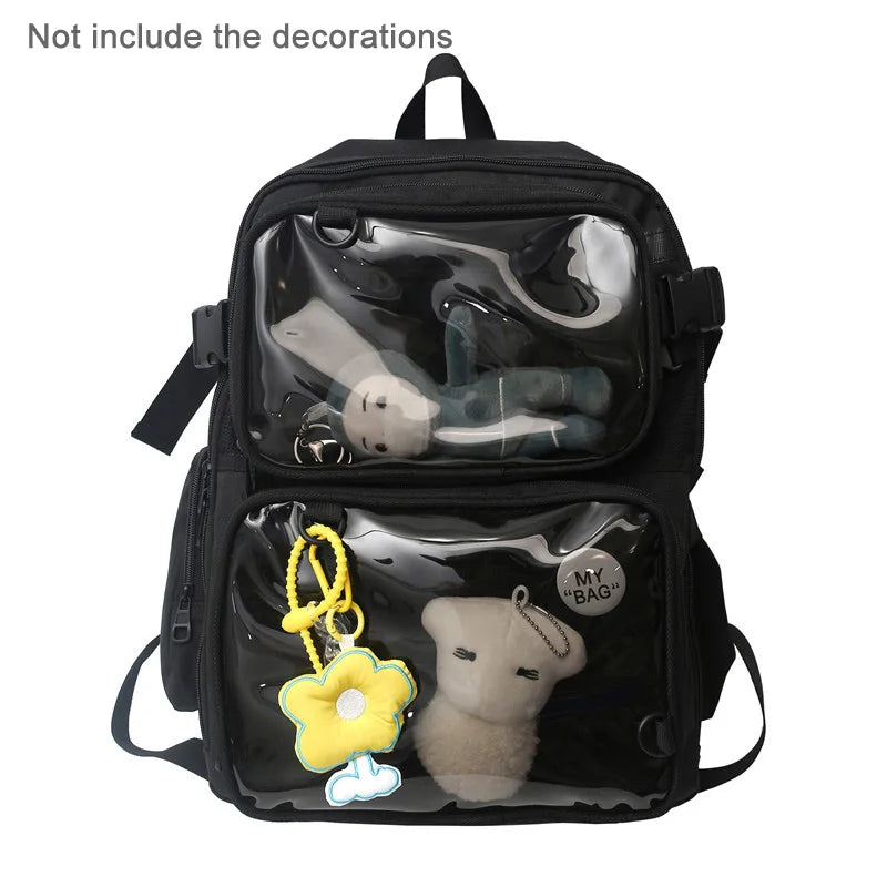 2pcs Transparent Backpack Set | Stylish Clear Casual Rucksack
