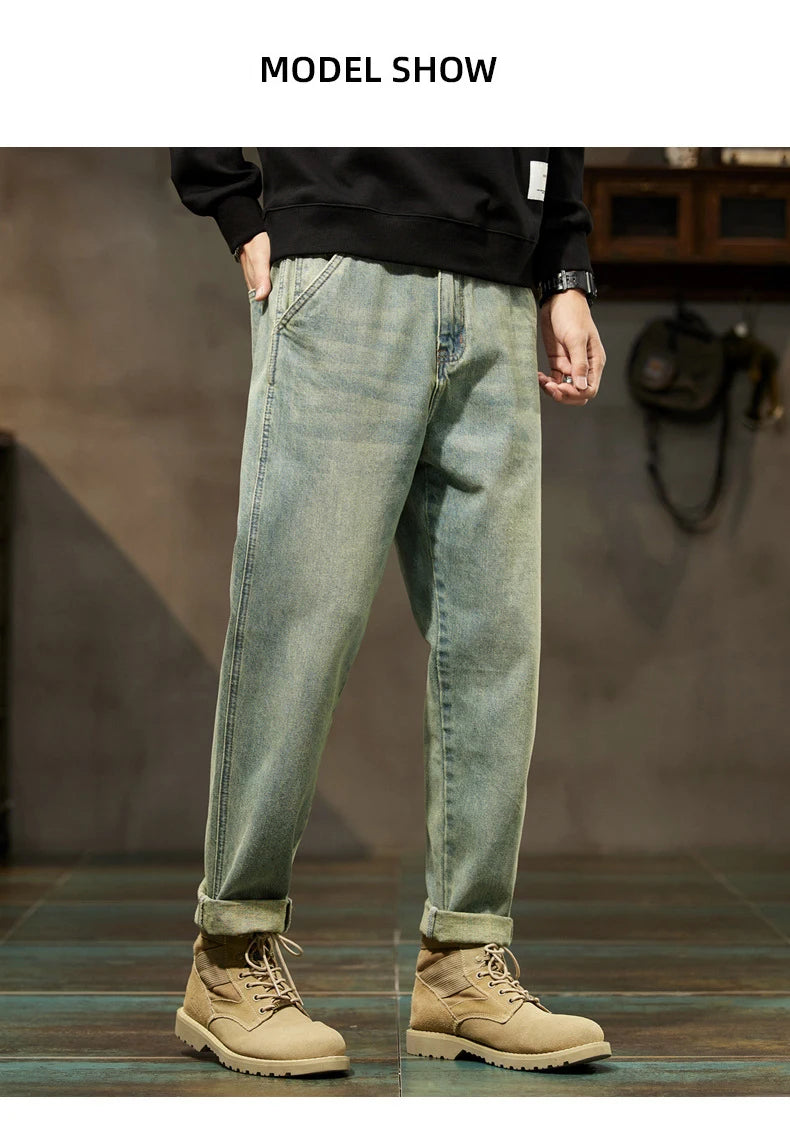 Men's Retro Loose Harem Denim Pants | Stylish Versatile Cargo Trousers