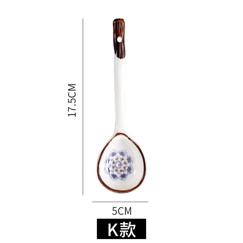 Cuchara de cerámica linda para sopa | Accesorio de cocina estilo japonés Kawaii