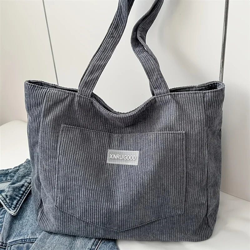 Stylish Women's Corduroy Shoulder Tote Bag | Large Capacity Handbag