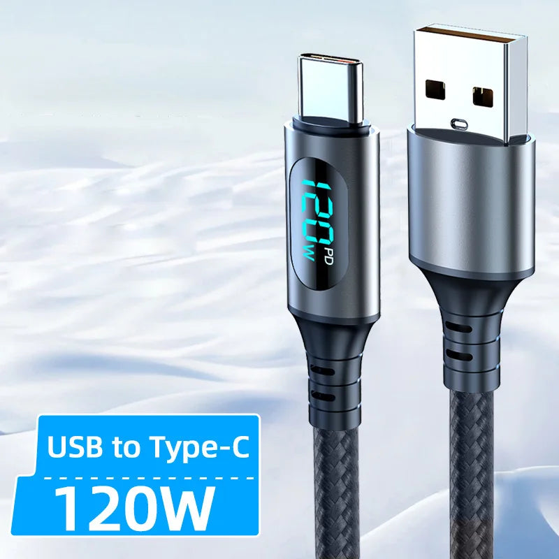 Ultra-Fast Charge Cable | 6A 120W USB A to Type C Data Cord