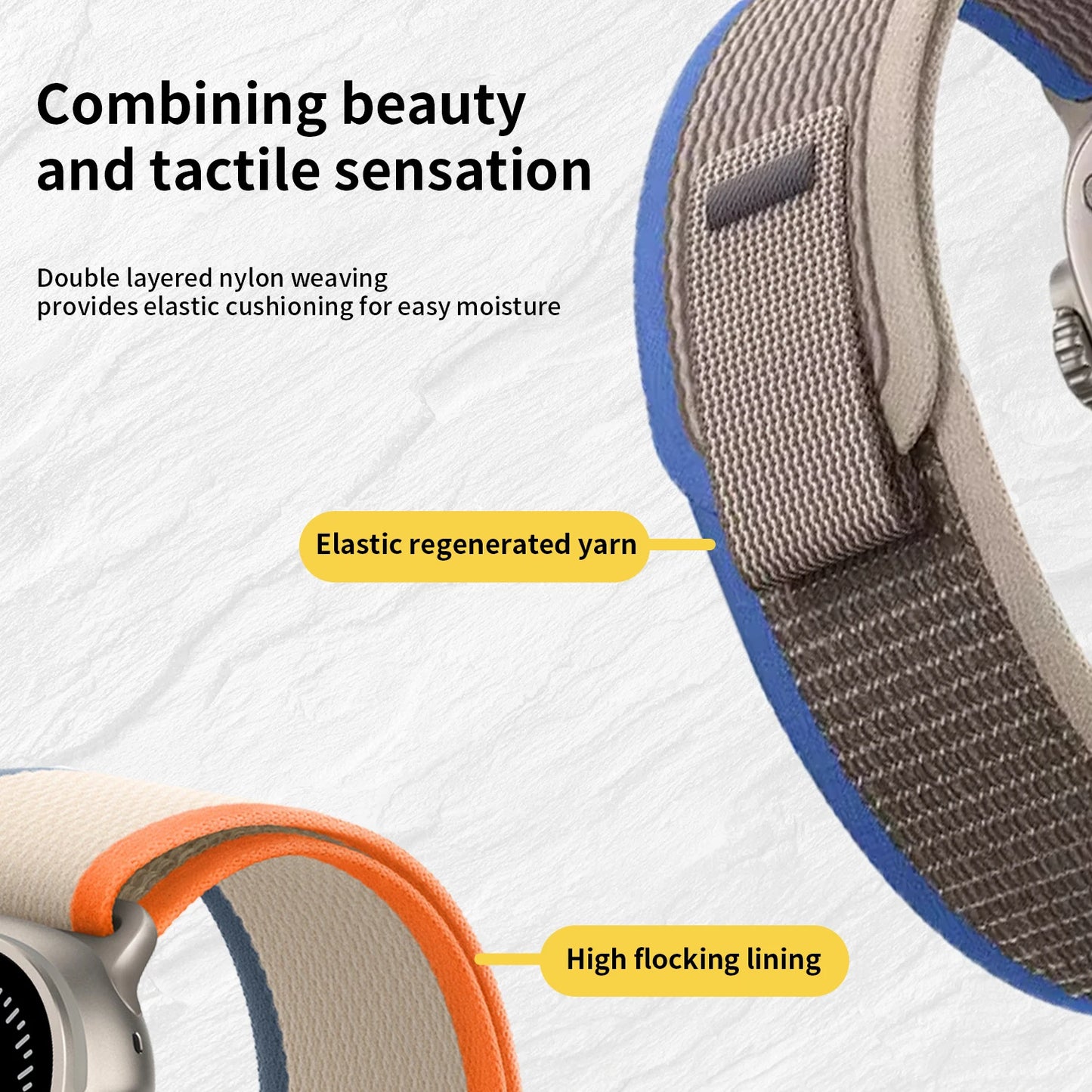 High-Quality Nylon Strap for Smartwatches | Natural Titanium Finish