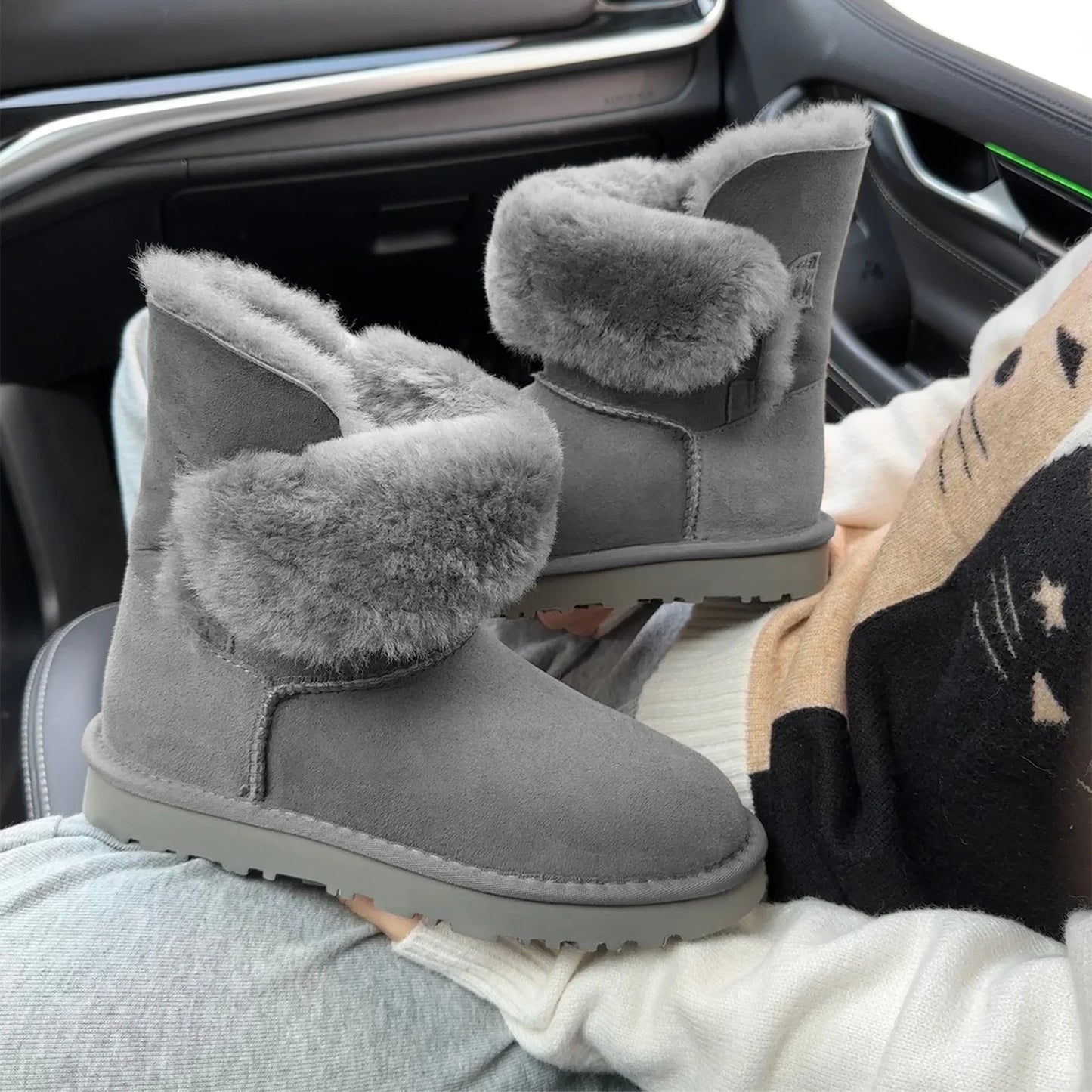 Women's Sheepskin Wool Snow Boots | Warm Fleece Lined Winter Boots
