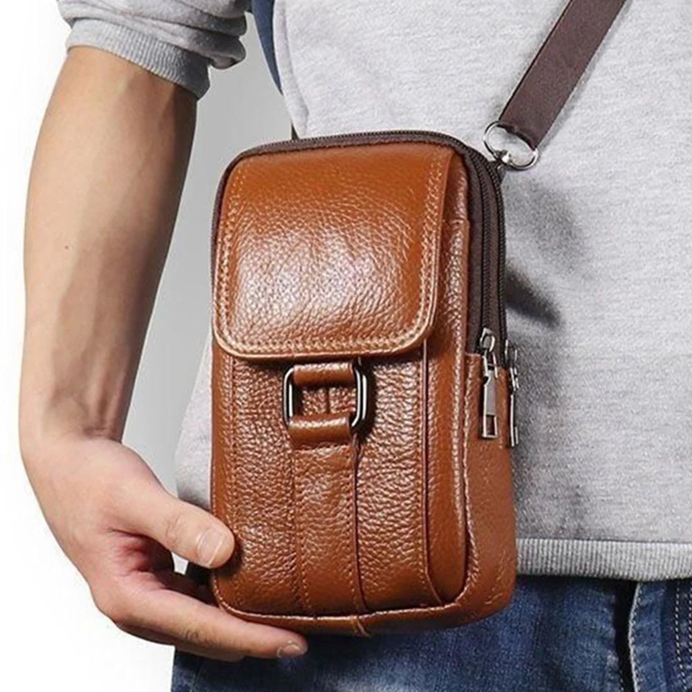 Portable Men Messenger Bags | Stylish Cowhide Leather Waist Pack