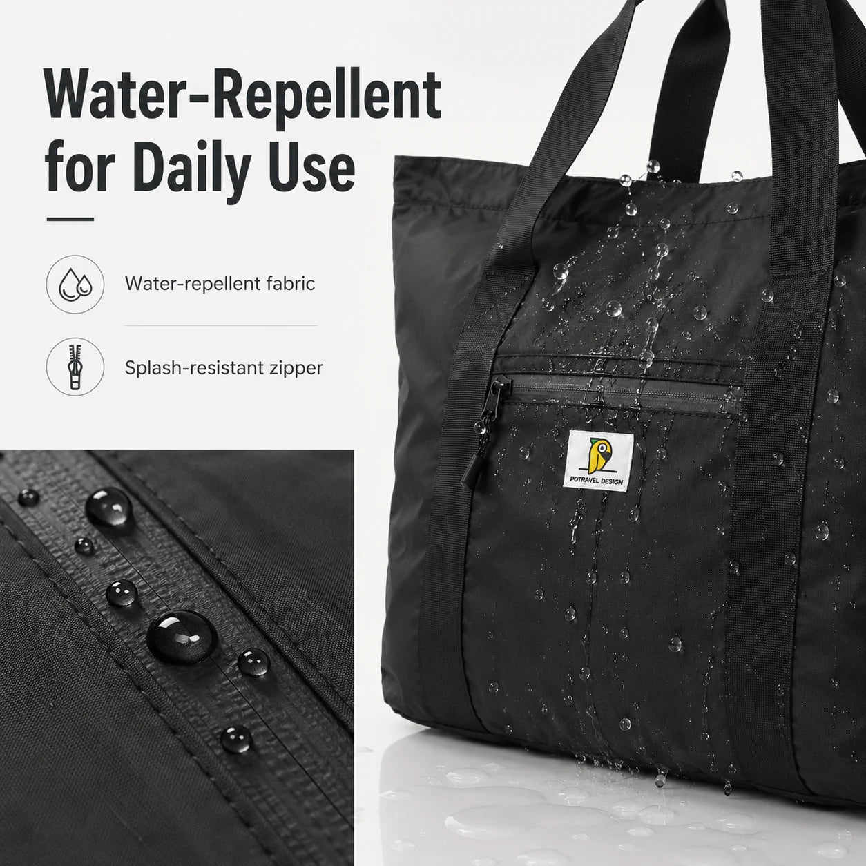 Foldable Travel Tote Bag | Large Waterproof Lightweight Weekender
