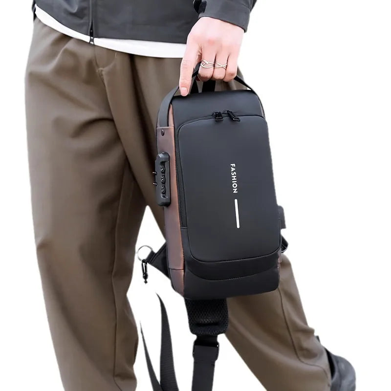 Men's Anti-Theft Chest Bag with USB Port | Waterproof Crossbody Sling