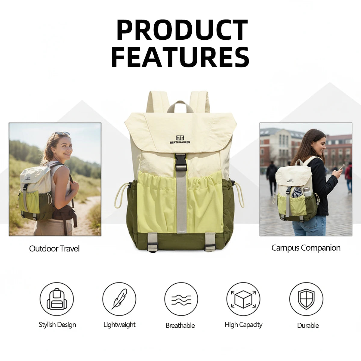 Women's New Style Backpack for Commuting and Travel, Lightweight, Suitable for College and High School Students, Stylish, for Class, Outdoor Sports, Laptop Backpack for Men