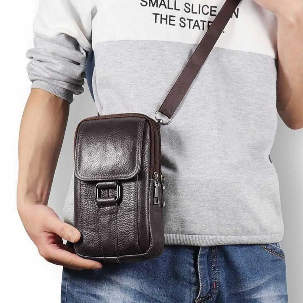 Portable Men Messenger Bags | Stylish Cowhide Leather Waist Pack