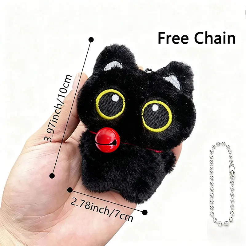 Cute Black Cat Plush Toy | Adorable Keychain & Backpack Decoration
