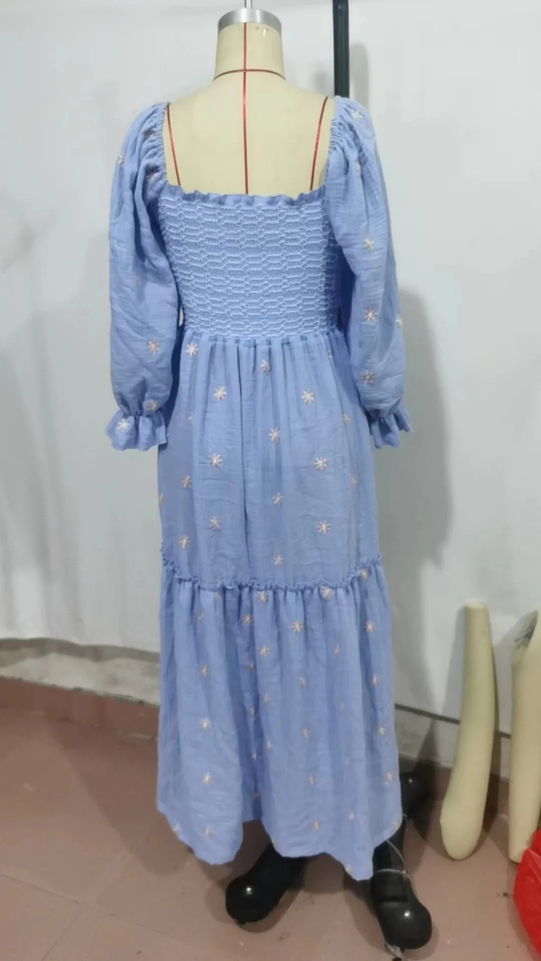 Boho Floral Embroidery Maxi Dress for Women | Casual Fashion