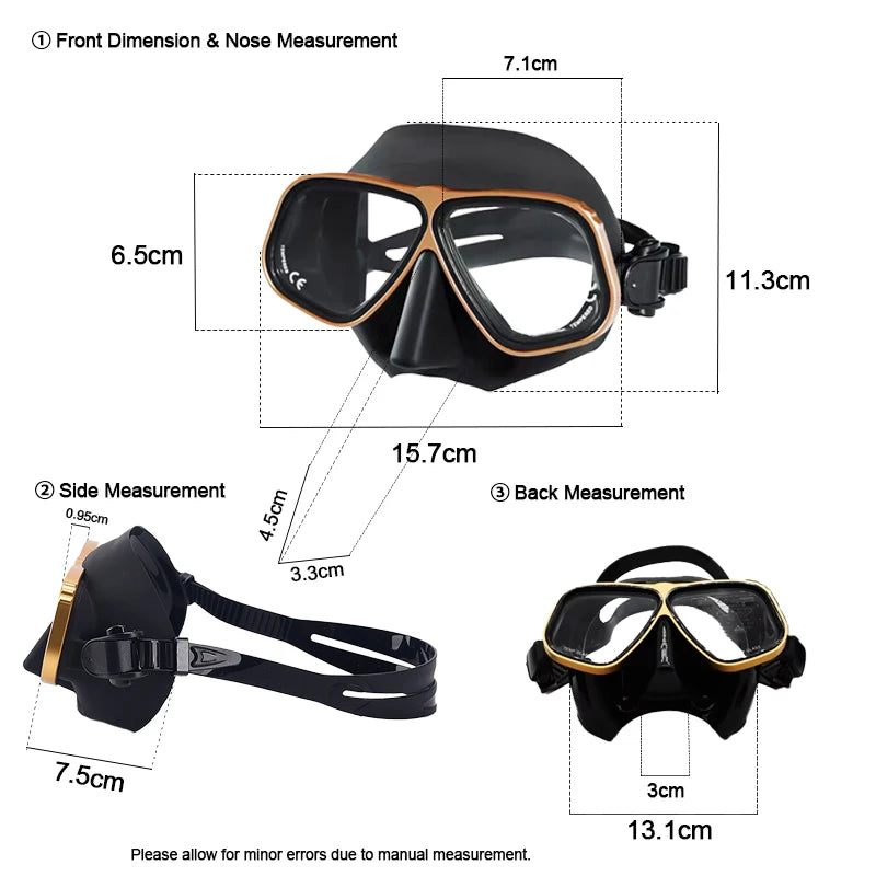 Freediving Mask with Aluminum Frame | Anti-Fog Diving Gear