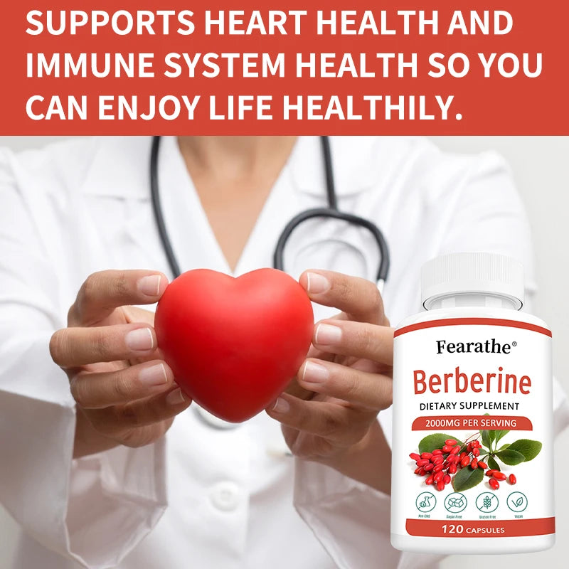 Natural Berberine Capsules 2000mg | Support Cardiovascular & Digestive Health