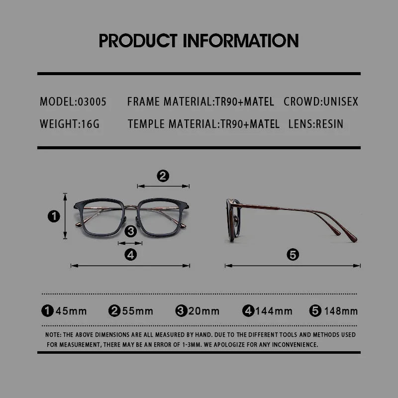 Vintage Square Anti Blue Light Glasses | Unisex Adjustable Eyewear