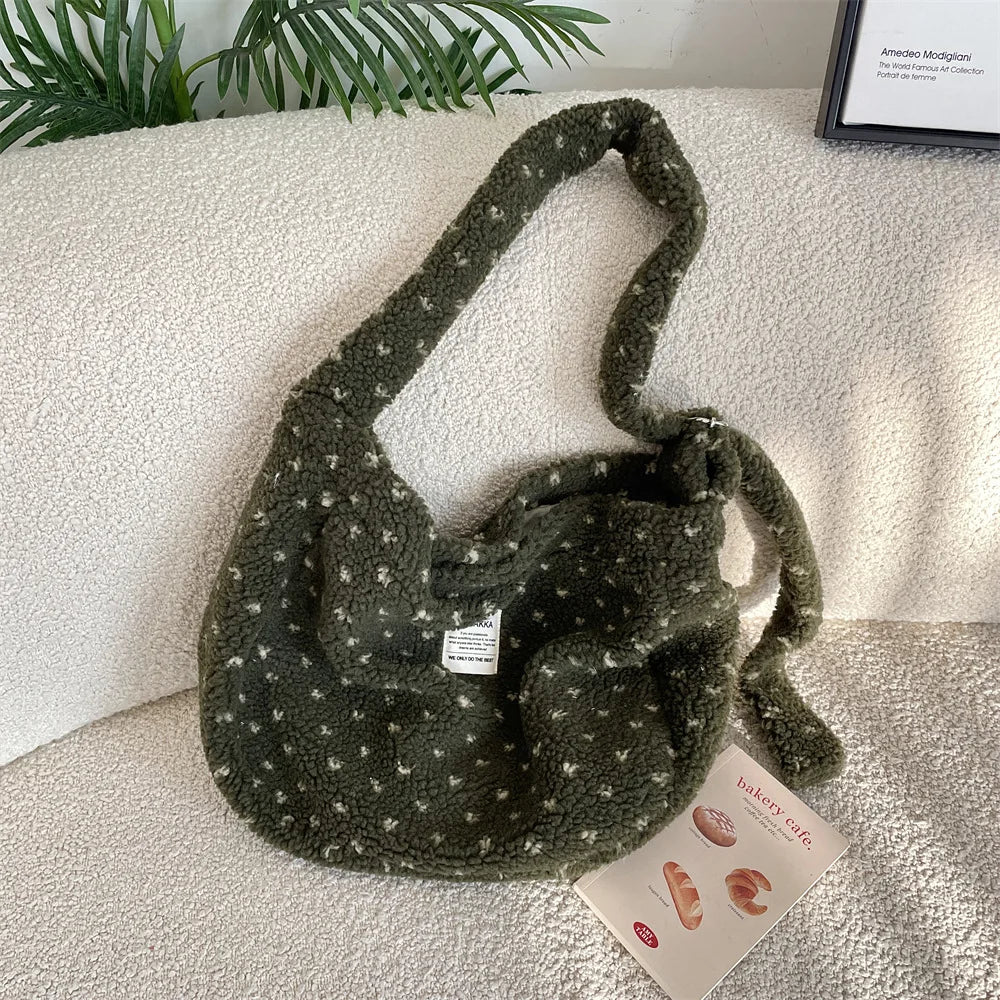 Large Capacity Plush Love Crossbody Bag for Autumn & Winter