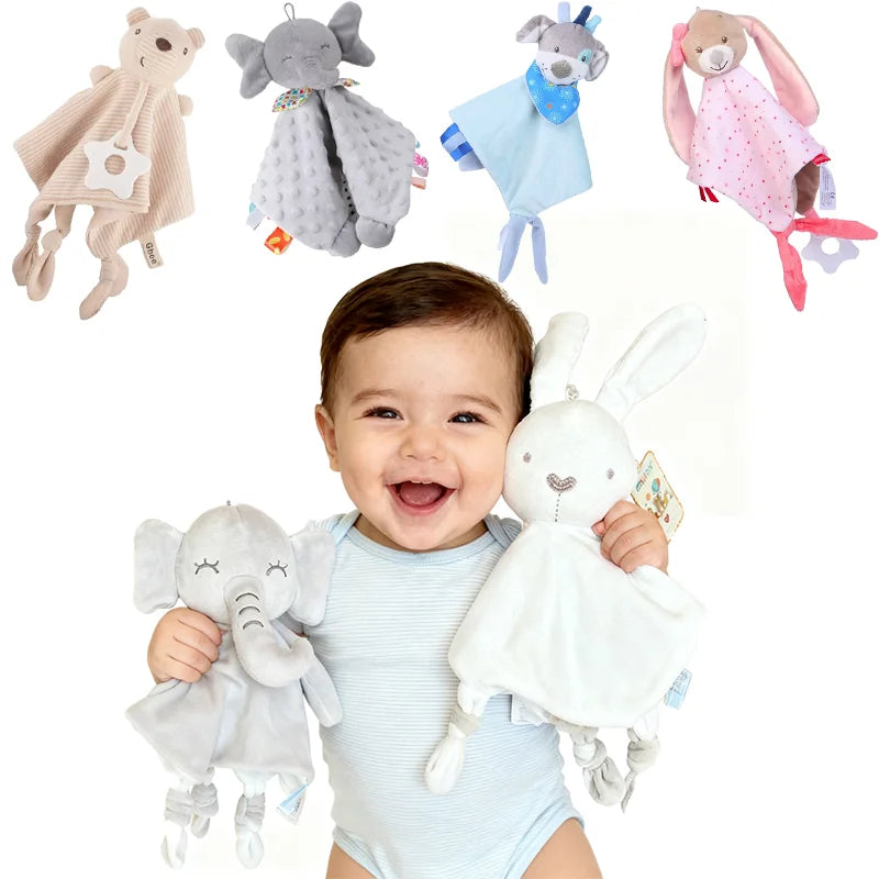 Cute Elephant Plush Teether Rattle for Newborns | Soft Blanket Toy