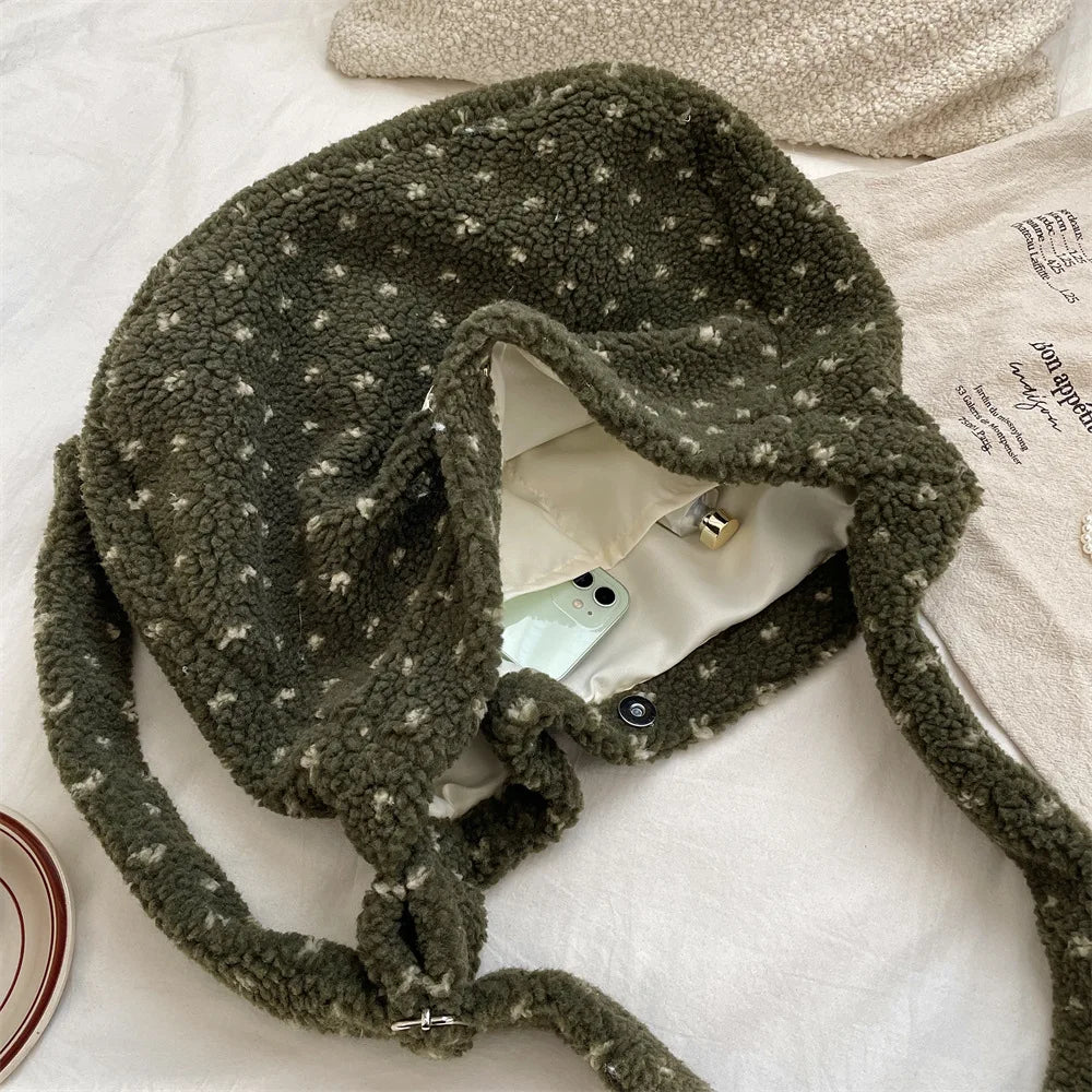 Cozy Plush Love Crossbody Bag | Stylish Large Capacity Handbag