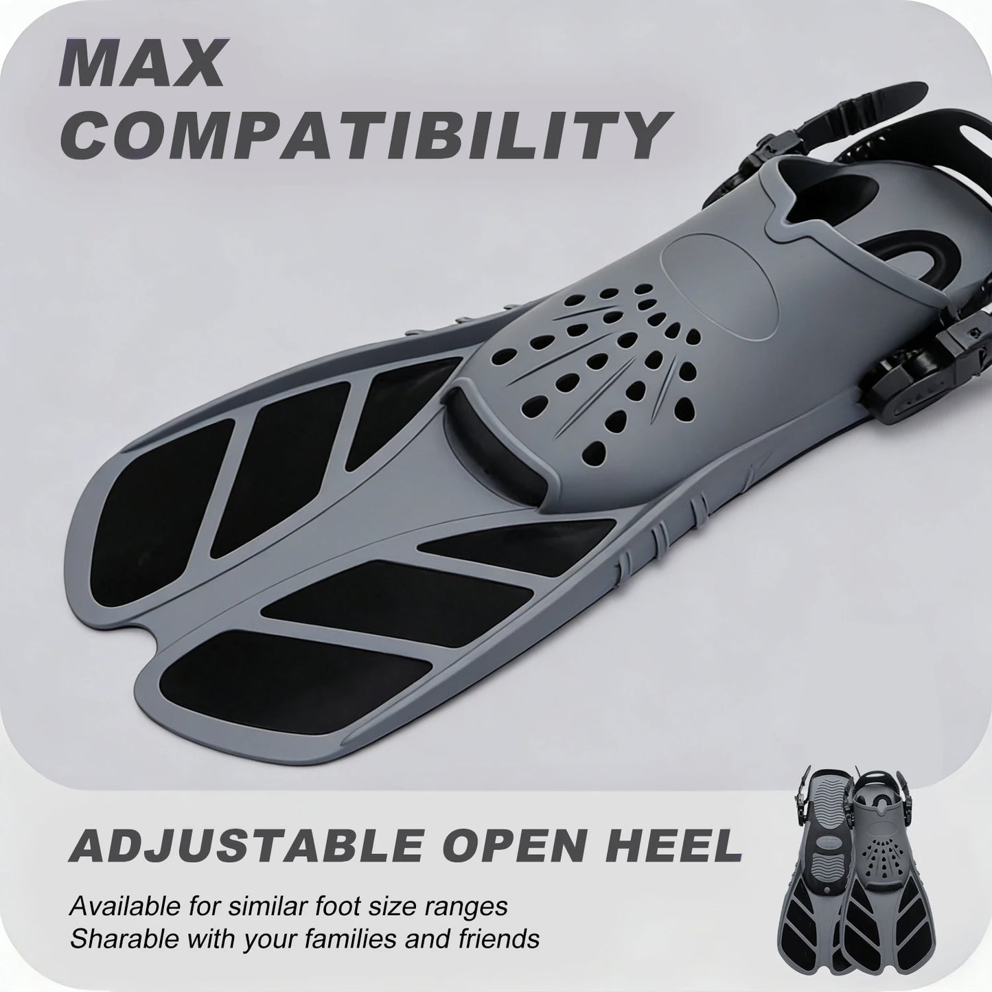 Adjustable Snorkel Fins | Lightweight Swimming Flippers for Adults