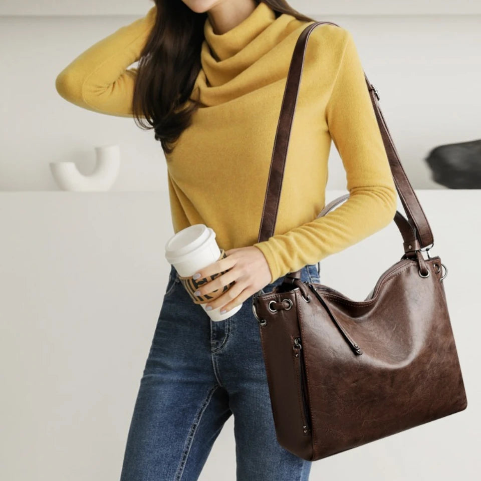 Stylish Large Capacity PU Leather Handbags for Women