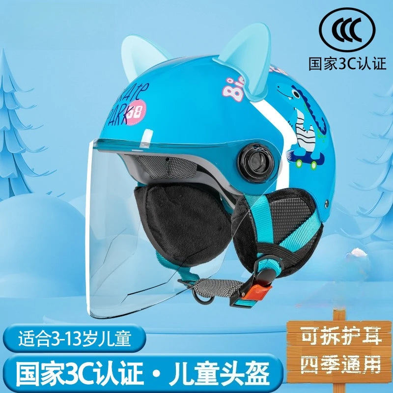 Casco ligero de media carcasa para niños con protección auditiva desmontable