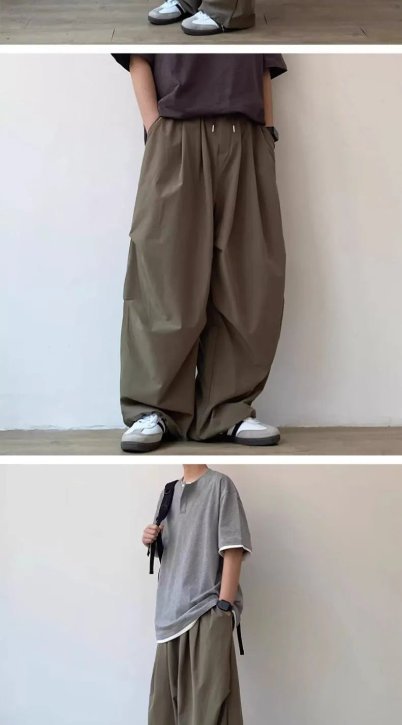 Summer Vintage Baggy Wide-Leg Pants for Men and Women