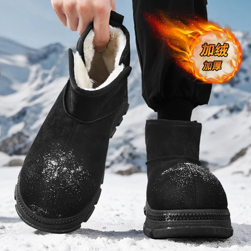 Men's Warm Plush Snow Boots | Cozy Mid-Calf Winter Footwear