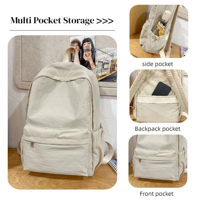 Versatile Solid Color Backpack | Large Capacity Daily Use