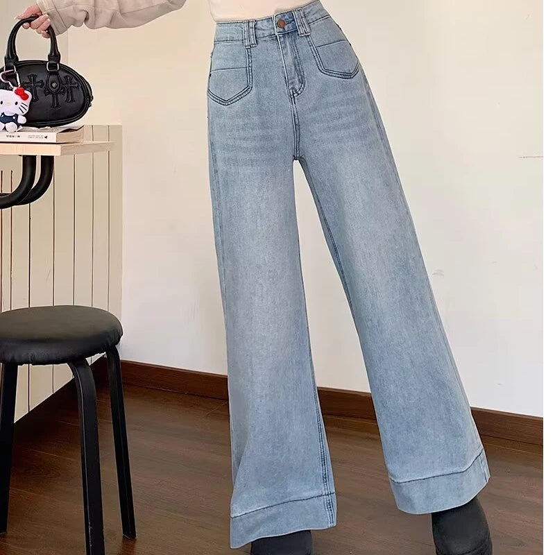 Women's High Waist Wide Leg Jeans | Comfortable Vintage Denim Pants